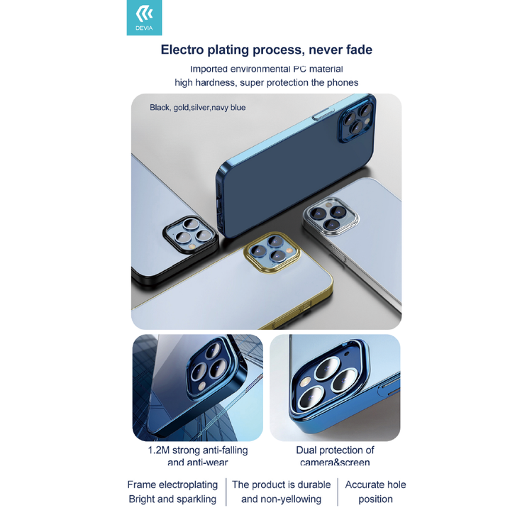 Devia Glimmer Series PC Elegant Case Compatible for iPhone 13 Pro Max (6.7") Shock Absorbent, Scratches Resistant, Slim & Lightweight Protective Back Cover - Gold