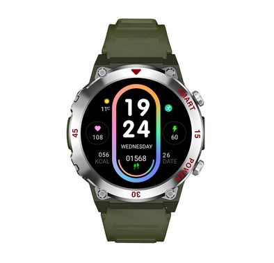 Green Lion Gear Fit Smart Watch with Dynamic Island, Health Monitoring, Bluetooth Calls, Magnetic Charging, Exercise Records, Music Player, 3-5 Days Usage Time - Silver
