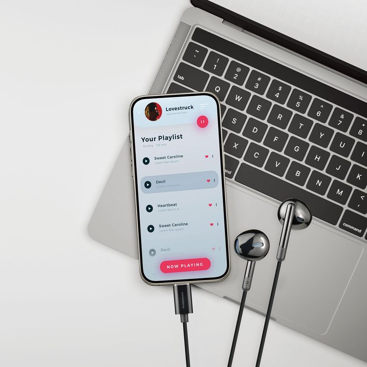 Powerology Type-C Stereo Earphones with HD Sound Quality, In-ear Design, 1.2m Cable Length, Voice Assistant Support, In-Line Control Button, Lightweight & Comfortable Design - Black