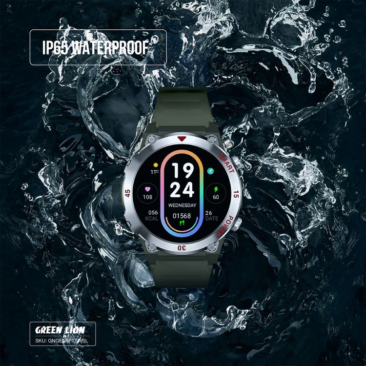 Green Lion Gear Fit Smart Watch with Dynamic Island, Health Monitoring, Bluetooth Calls, Magnetic Charging, Exercise Records, Music Player, 3-5 Days Usage Time - Silver