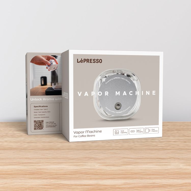 Lepresso Vapor Machine For Coffee Beans with 30mL Water Tank Capacity, Type-C Charging Type, Mist Machine, LED Lighting, Anti-Static, 56 × 56 × 33mm Product Dimensions - Transparent