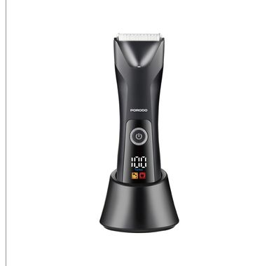 Porodo Lifestyle Full-Body Grooming Kit for Beard, Hair & Body, Dual Speed Control, 2 Comb Heads, 5W Rated Power, 600mAh Battery Capacity, 1.5 Hours Working Time, USB-C & Charging Base Charging Interface, IPX7 Water Resistance Level, Ceramic Blades Material, Wet & Dry Shaving - Black