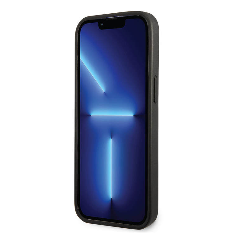 Ferrari PU Leather Perforated Case with Nylon Base & Yellow Shield Logo iPhone 14 Pro Max Compatibility - Red