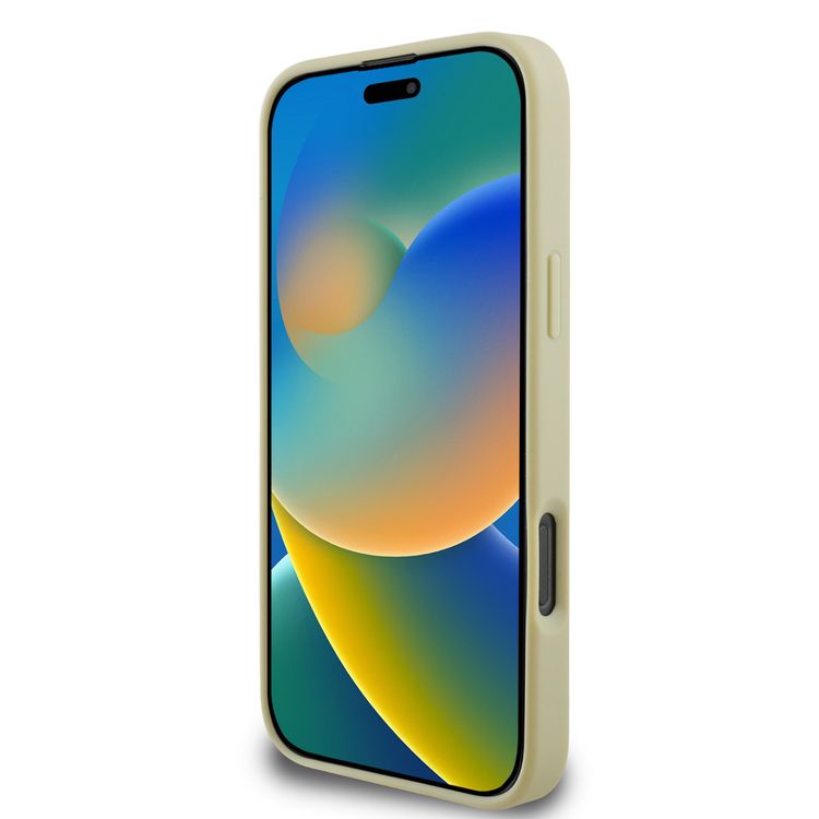 Guess Fixed Glitter Hard Case with Script Metal Logo for iPhone 16 Pro Max, Slim Profile, Drop Protection, Easy Snap-On, High-Quality Material, Extra Shield Protection - Gold