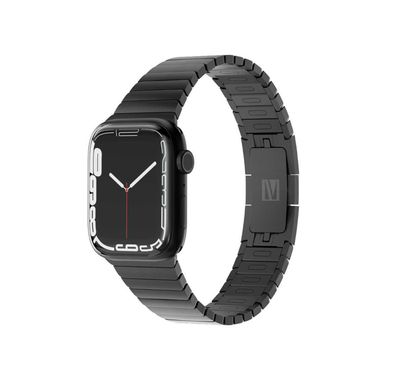 Levelo Westin Metal Watch Strap with Adjustable Links for Apple Watch 49/45mm, Hypoallergenic Material, Compatible with SE, Series 7, 6, 5, 4 & 3 - Black