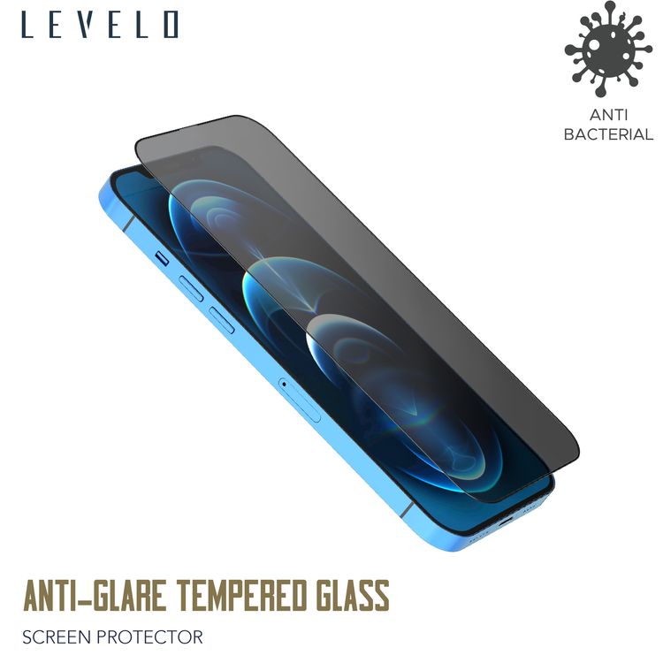 Levelo 9H Anti-Glare Tempered Glass Screen Protector Compatible for iPhone 12 / 12 Pro (6.1") Scratch Resistance - Anti-Bacterial Screen Guard Protector w/ Alignment Frame - Clear