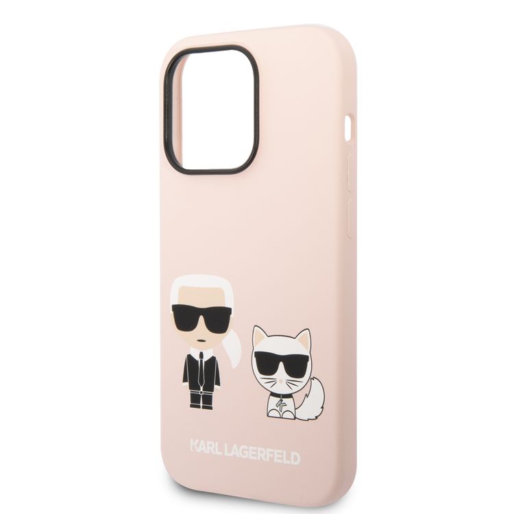 Karl Lagerfeld Magsafe Compatibility Liquid Silicone Case with Karl & Choupette Body iPhone 14 Pro Max Compatibility - Pink