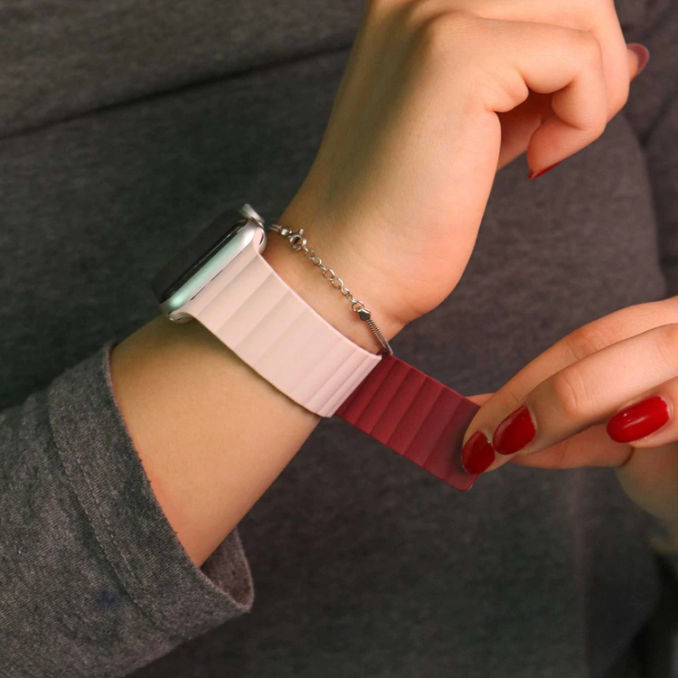 Viva Madrid VIVA-COSMO-PNKMAR44 Cosmo Magnetic Watch Strap For Apple Watch 42/44MM , Replacement Strap /Dual Color tone Lightweight Strap - Pink/Burgundy