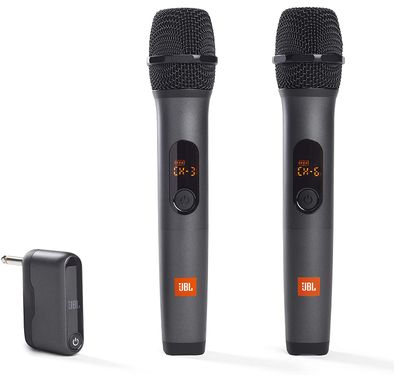 JBL Wireless Microphone Set, High Vocal Quality Sound with USB-C Cable, Plug and Play, Excellent Voice Recording, 6 Hours Playback Time, Water Proof, Original JBL Pro Sound - Black