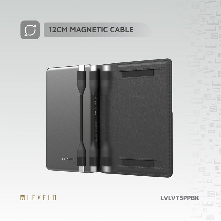 باور بانك محمول 3 في 1 من ليفيلوا فيرمونت، سعة بطارية 5000 مللي أمبير/ساعة، بطارية ليثيوم أيون، مصنوع من الألومنيوم + جلد البولي يوريثان، شحن سريع - أسود