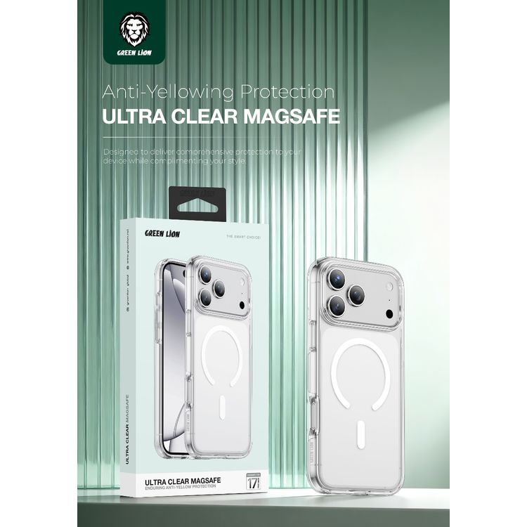 Green Lion Ultra Clear MagSafe Case for iPhone 17 Pro Max, Anti-Scratch, Enduring Clear, Drop Protection, Camera Protection, Anti-Yellow Protection - Clear