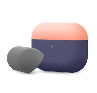 Elago Duo Case for Apple Airpods Pro - Top-Peach / Medium Gray, Bottom-Jean Indigo