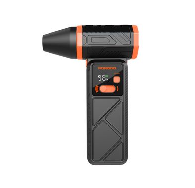 Porodo Cyclon Rotatable Turbo Blower Fan, 13000RPM Motor Speed, Up to 240 Minutes Working Time, LED Light Function, 90° Rotating Head, 0-100 Speed Adjustment - Black