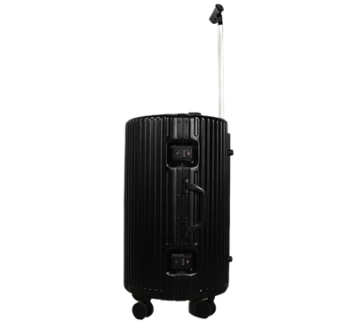 Levelo Oro 24" ABS Suitcase and Light Weight Travel Luggage, 360° Wheels Rotation, ABS+PC & Polyester Fabric, 100KG Weight Bearing, Integrated Silent Wheels - Black