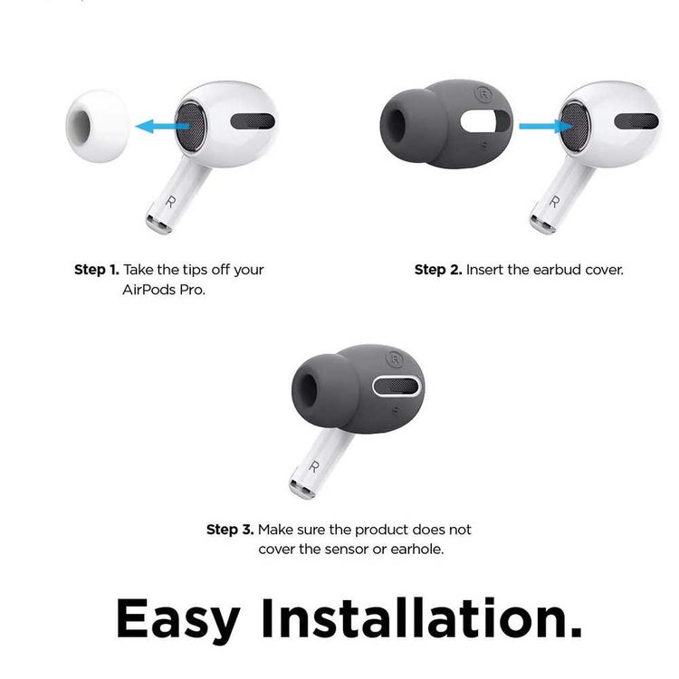 غطاء Elago Airpods Pro Earbuds Plus مع أطراف مدمجة (6 أزواج) - رمادي