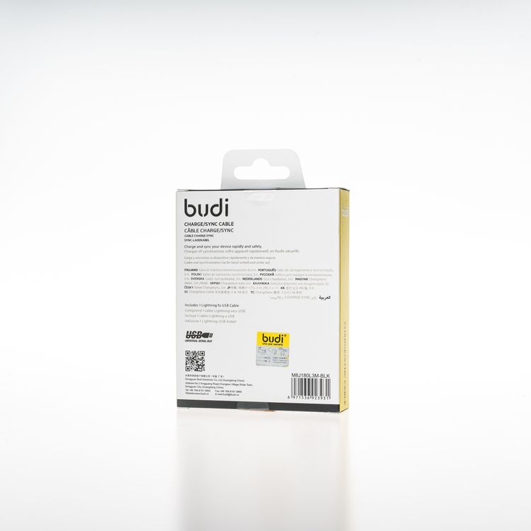 Budi Charge / Sync Cable 2.4A Aluminum Shell USB 2.0 Via Lightning Cable