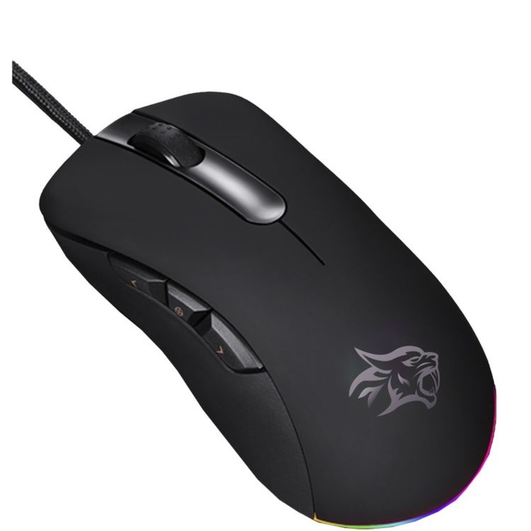 Porodo Gaming Wired Mouse with TTC Switch, 60 Million Clicks Lifespan, 16000 DPI, RGB Light, 400IPS Tracking Speed, USB Plug & Play Connection - Black