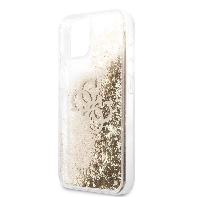 CG MOBILE Guess Liquid Glitter Case with 4G Electroplated Logo Compatible for iPhone 13 (6.1") Anti-Scratch, Easy Access to All Ports, Shock Absorption