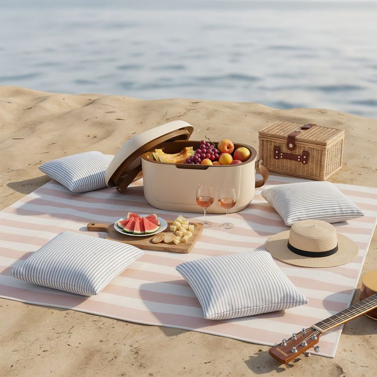 Green Lion Vintage Insulated Cooler Box 12L with Leak-Proof Design, Food-Grade Safety, Triple-Layer Insulation, Hot and Cold Storage, Adjustable Strap, Airtight Protection, Impact Resistant, Travel Friendly, Long-Lasting Insulation - Beige 