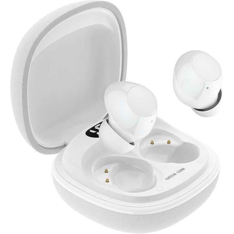 سماعات الأذن اللاسلكية الحقيقية جرين ليون مالبون مع تقنية ENC، وميكروفونات مزدوجة، ومنفذ شحن من نوع C، وإصدار بلوتوث 5.4. مدى بلوتوث 10 متر، بطارية علبة بسعة 300 مللي أمبير، وقت شحن ساعتين، ووقت استعداد 21 ساعة، عرض مستوى البطارية - أبيض