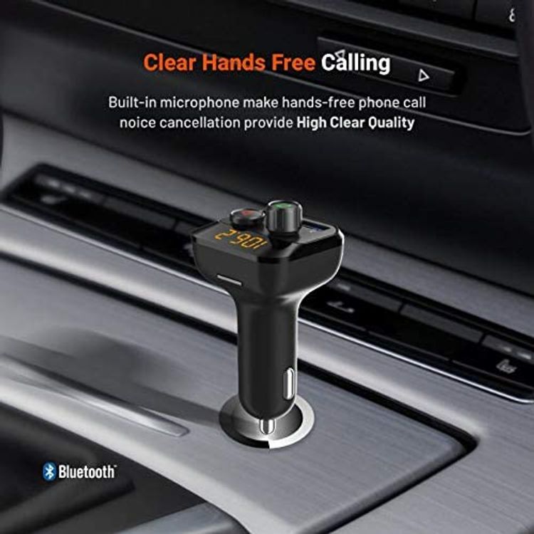 Porodo Wireless FM Transmitter Car Charger 3.4A with Bass Boost - Black