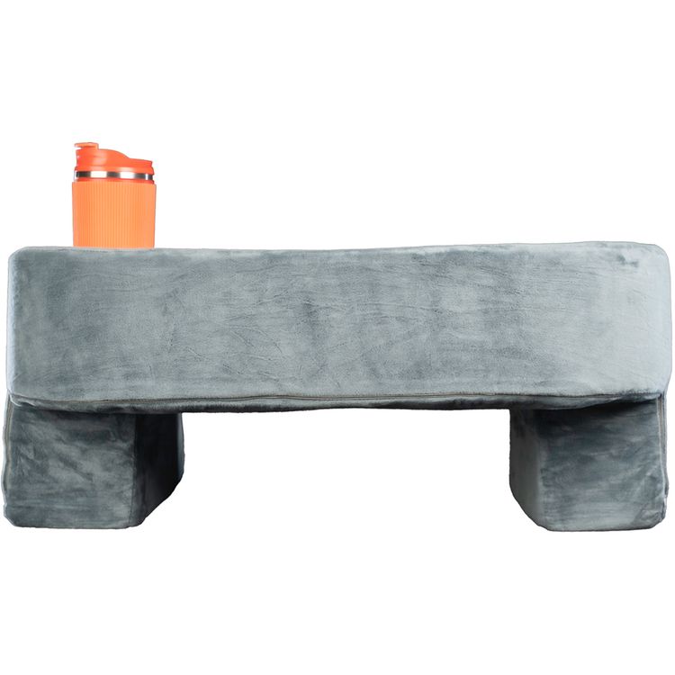 Porodo Lifestyle Laptop Desk Pillow with Large Side Pocket, Washable Cover, Cup Holder, High Density Foam - Gray