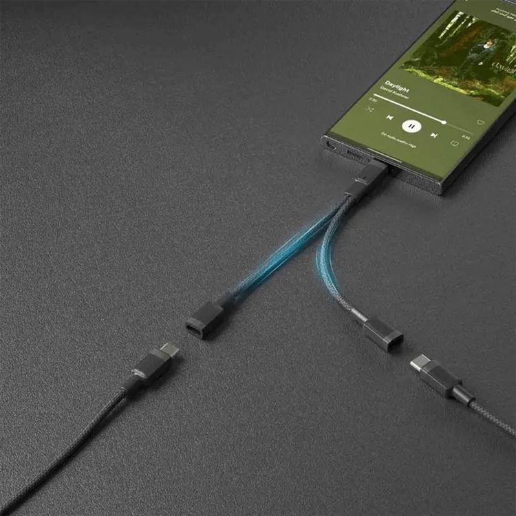 Porodo 2in1 Type-C To 2*Type-C Jack Headphone And Charging  Converter Adapter, Optimal Charge, Plug & Play - Black
