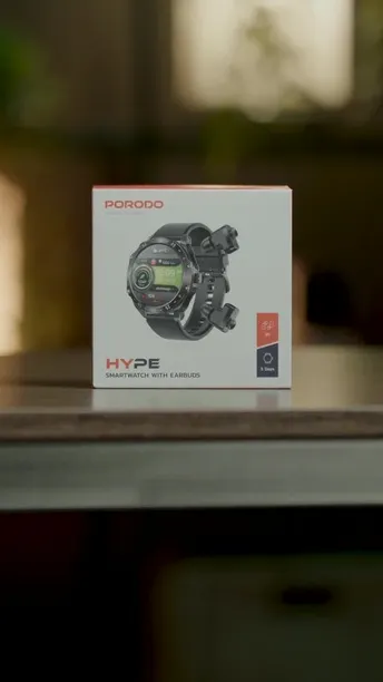 Porodo Hype Smart Watch with Wireless Earbuds in UAE | Leather Band - Back Color |  (PD-HYPE-BK)