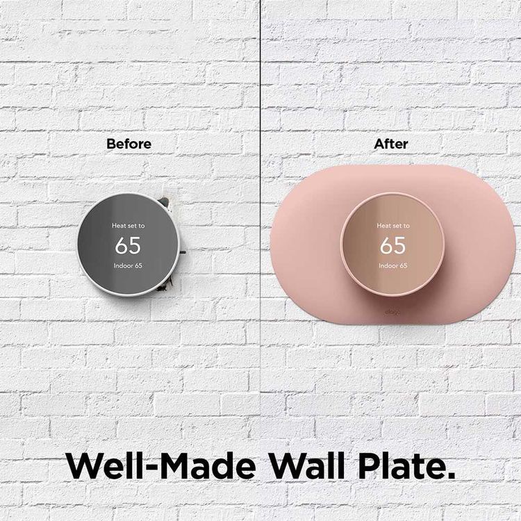 Elago Wall Plate Cover Plus Compatible for Nest Thermostats 2020 with Double Coated Circular Wall Plate Design, Anti-Scratch & Easy Installation - Sand Pink