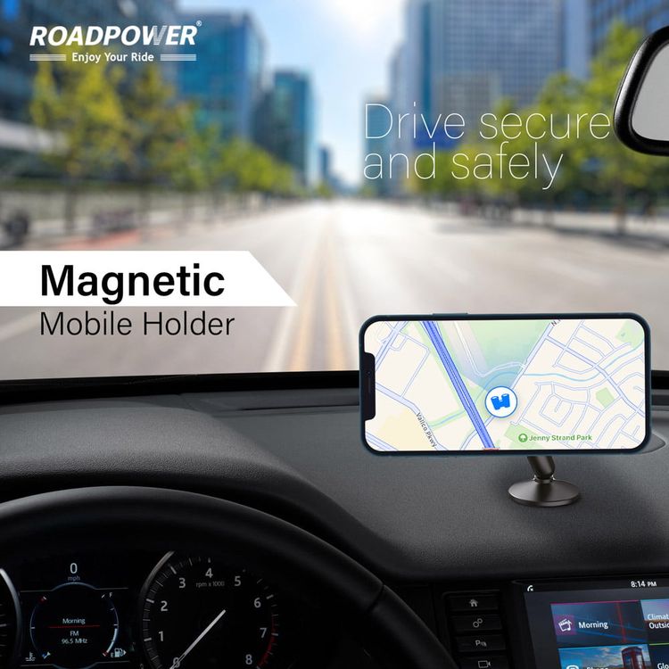 حامل الهاتف المحمول للسيارة من RoadPower، حامل الهاتف على الزجاج الأمامي، متوافق مع جميع الأجهزة المحمولة