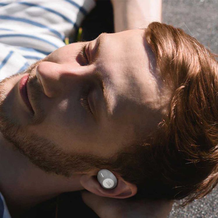 JBL T120TWS True Wireless Bluetooth In-Ear Headphones, Pure Bass Sound, Hands-free Stereo Calls, 16-hours Playtime - White