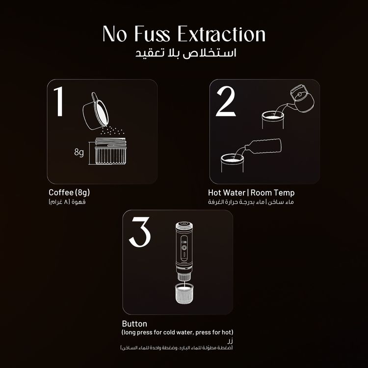 LePresso Portable 2-in-1 Espresso Maker with Heating Function, 3-4 Minutes Brewing Time, 65mL Capacity, Coffee Powder & Nespresso Capsules Compatibility, 95W Rated Power, Stainless Steel Water Tank - Brown