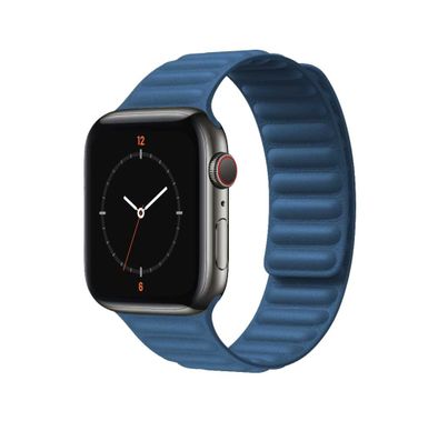 iGuard by Porodo Premium Leather Adjustable Magnetic Watch Band for Apple Watch, Fit & Comfortable Replacement Wrist Band Compatible for Apple Watch 44mm / 42mm - Midnight Blue