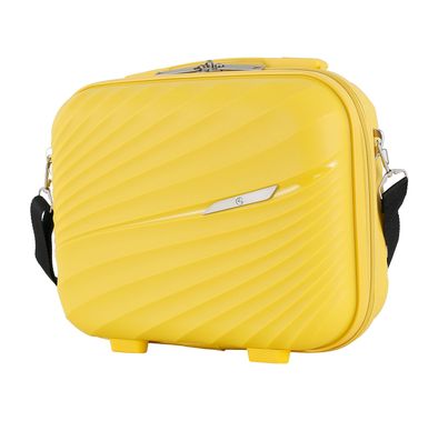 H.T Luggage Bag, Hard Case Polypropylene (PP) Material, Expandable, Telescopic Handle, Scratch Resistant, TSA Lock, Vanity Case Size - Yellow