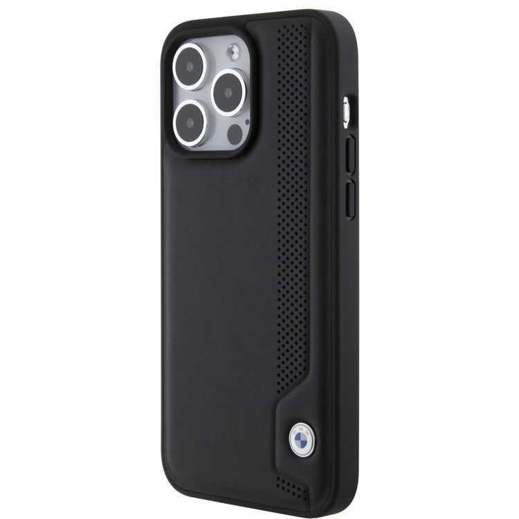 BMW Leather Case with Sign Blue Dots Pattern for iPhone 15 Pro Max