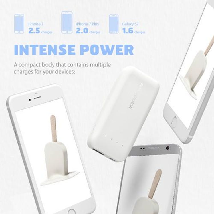 باور بانك RAVPower سعة 6700 مللي أمبير مع تقنية iSmart 2.0، مؤشرات بطارية LED مدمجة، تصميم بحجم راحة اليد، مدخل Micro-USB 2A ومخرج USB-A 2.4A - باللون الأبيض