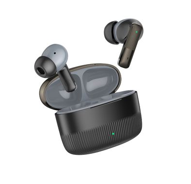 Green Lion Vancouver True Wireless Earbuds with Dual Microphones, 200mAh Charging Case & 25mAh Earbuds Battery, Up to 4 Hours Play Time, Bluetooth Version 6.0, 12m Transmission Range - Black