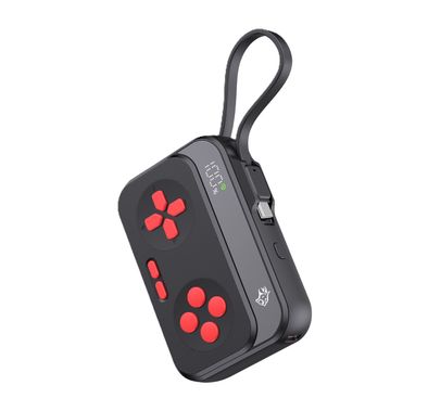 Porodo Gaming 10000mAh Controller Design Power Bank, PD 20W, 22.5W Type-C Integrated Cable - Black / Red