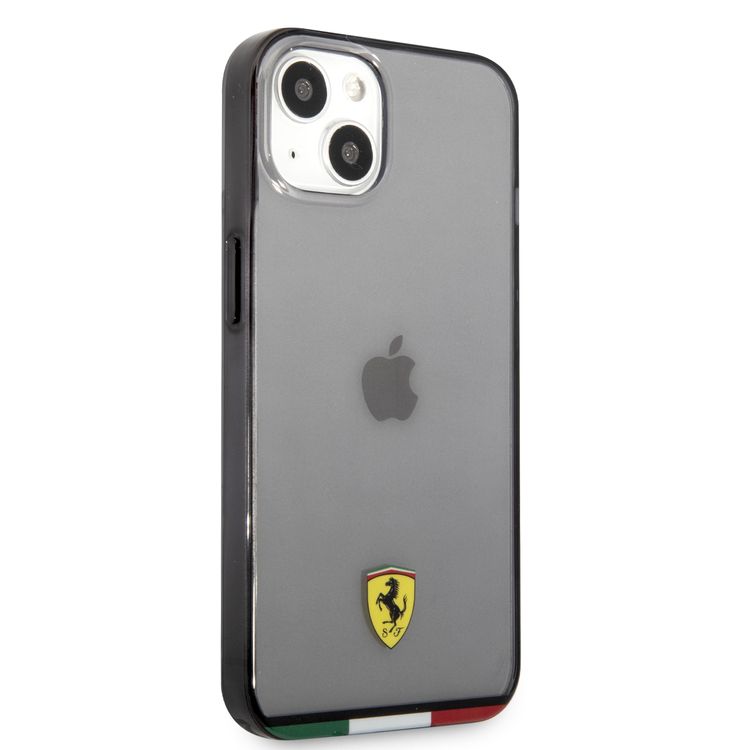 CG MOBILE Ferrari Italia Stripe Transparent Hard Case Print Logo Compatible for iPhone 13 (6.1") Scratches Resistant, Easy Access to All Ports