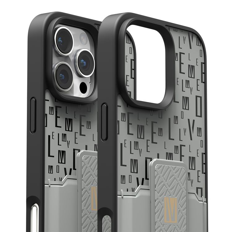 حافظة Levelo Morphix Gripstand مع حامل بطاقات لهاتف iPhone 16 Pro، حامل بطاقات مدمج، زوايا مقاومة للصدمات، ملمس نحيف بدون غطاء، حافة كاميرا مرتفعة، مادة فائقة المتانة