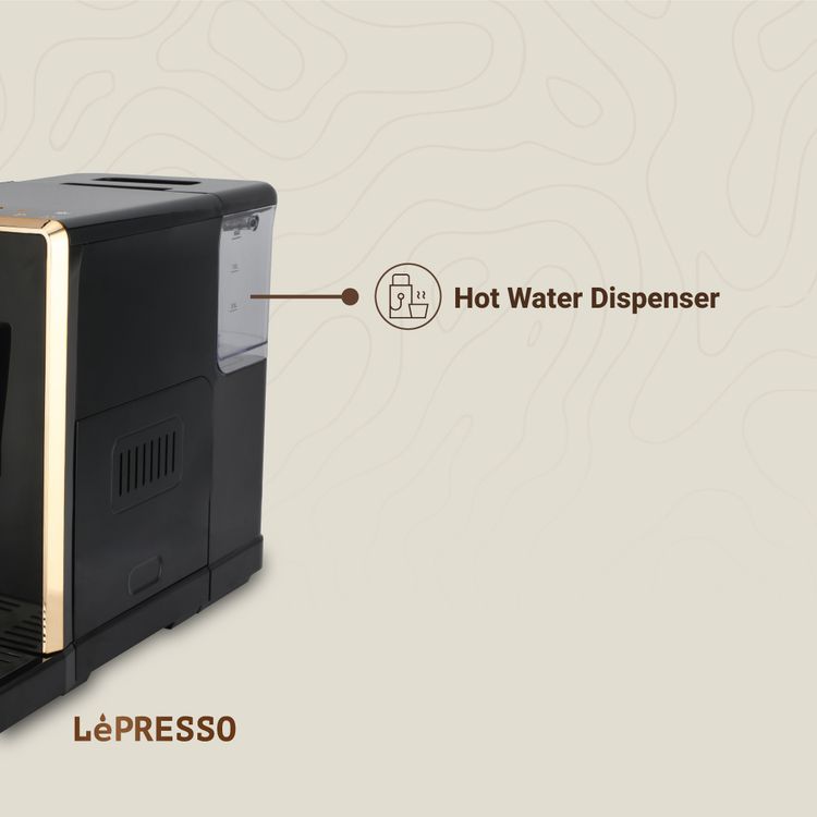LePresso 20 Bar Full Automatic Coffee Machine, Adjustable Grinder, Hot Water Dispenser, Multiple Brewing Options - Black