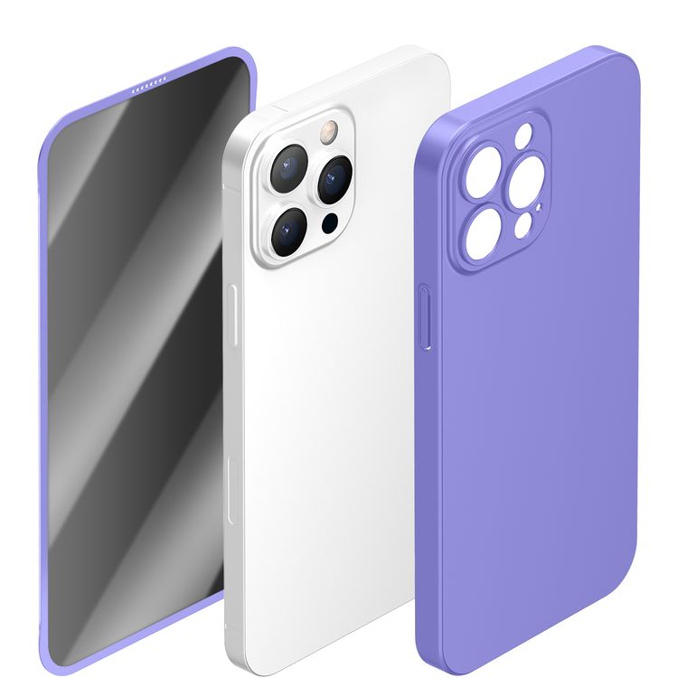 حزمة حماية جرين ليون 360° كارسكا بلس مع غطاء PC وواقي شاشة خصوصية لهاتف آيفون 13 برو، مقاومة للخدوش وبصمات الأصابع، حماية كاملة 360° - أزرق فاتح.