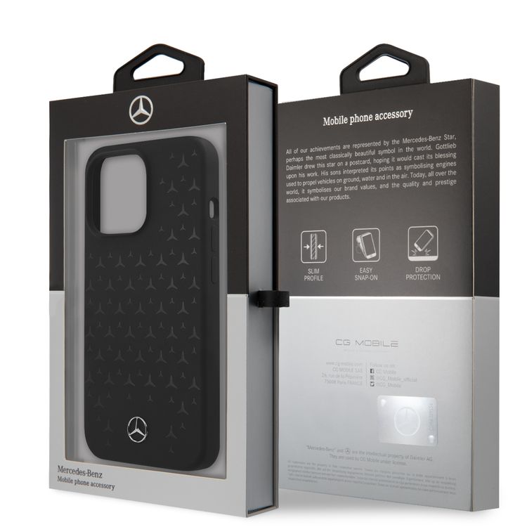 CG MOBILE Mercedes Benz Liquid Silicone Case With Stars Pattern Compatible for iPhone 13 Pro Max (6.7") Anti-Scratch, Easy Access to All Ports, Drop Protection