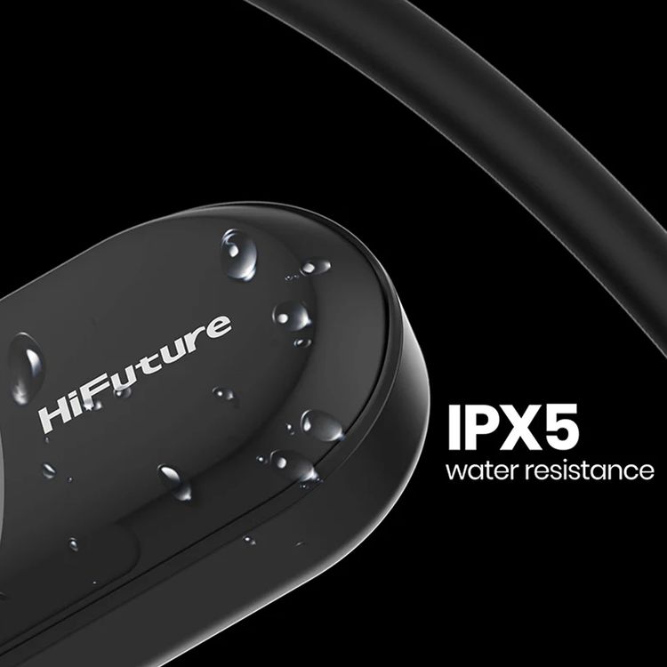 HiFuture FutureMate Air Conduction Headphones with Dual ENC Microphones, Up to 8 Hours Working Time, 10m Transmission Range, Bluetooth Version 5.3, Secure Fit, Lightweight Design - Black