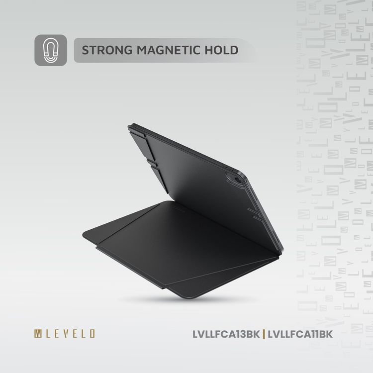 Levelo Luxora Folio Case for iPad Air 13", Strong Magnetic Hold, Multi-Fold Design, Adjustable Height - Black