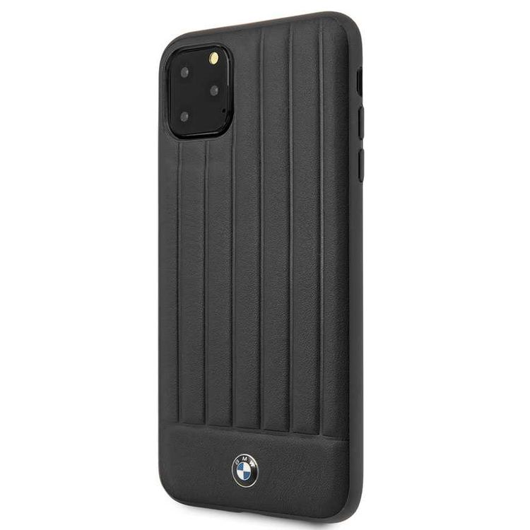 BMW Hard Case Leather Lines Compatible with iPhone 11 Pro Max, Full Protection, Accurate Cutouts Easy Access to All Ports, Scratch Resistant - Black