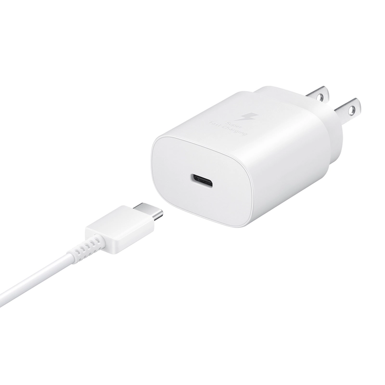 محول USB-C PD 25 وات من سامسونج، يدعم الشحن السريع للغاية بقوة 25 وات - أبيض
