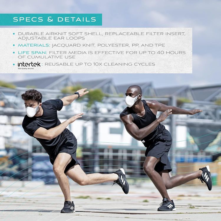 AirPOP Pocket Reusable Face Mask (2pcs) 4-Layer Filter Face Covering, Easy Breathing - Fit & Comfortable Folding Adjustable Face Mask for Pollutant Protection - White