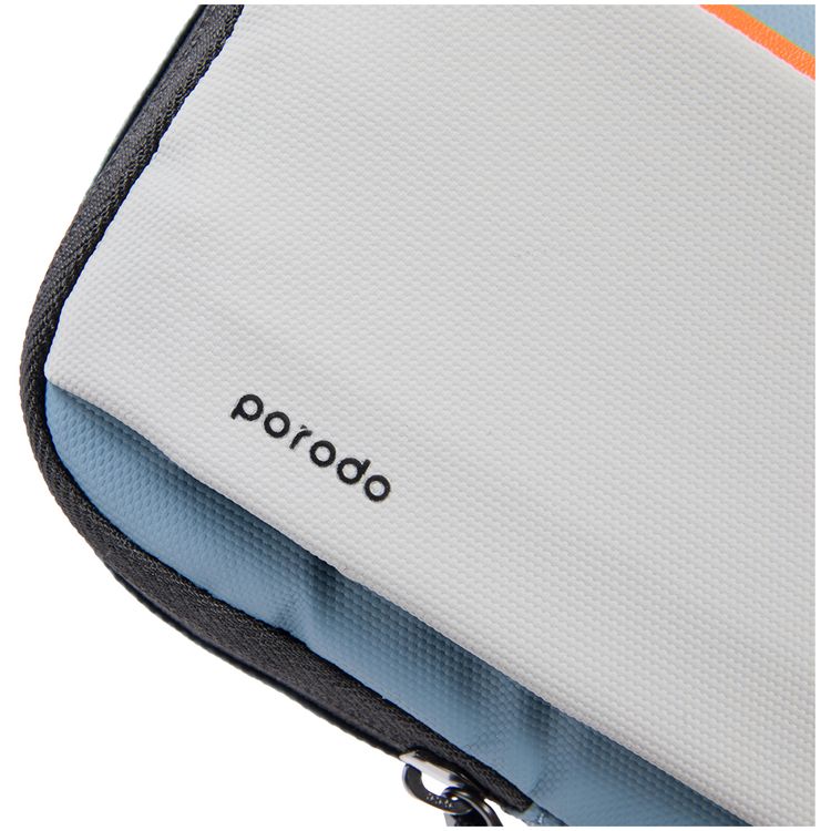 Porodo Lifestyle Sling Bag with Adjustable Shoulder Strap, Durable Material, Smooth Zipper, Type-C Charging Port, PD 20W, Water Resistant - Black / Blue