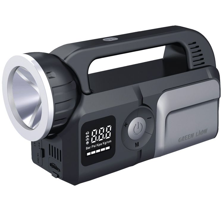  Green Lion Savior 12V Jump Starter with 24000mAh Battery Capacity, 10W 2000lm Flashlight, 1×Type-C & 2× USB-A Ports, Multiple Protection, 12V/8L Engine Gasoline Cars - Gray